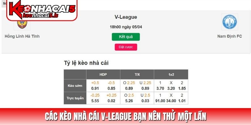 Các kèo nhà cái V-League bạn nên thử một lần